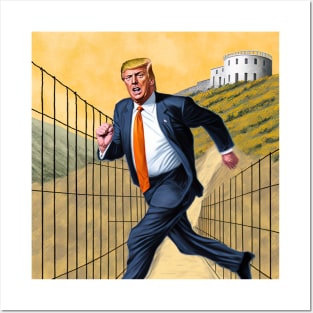 Trump running from Prison T-Shirts Design Posters and Art